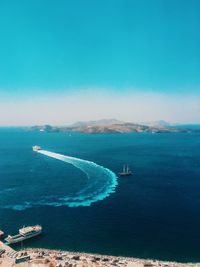 High angle view of sea against sky