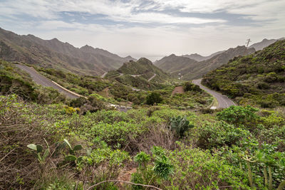 Scenic view of mountains against sky