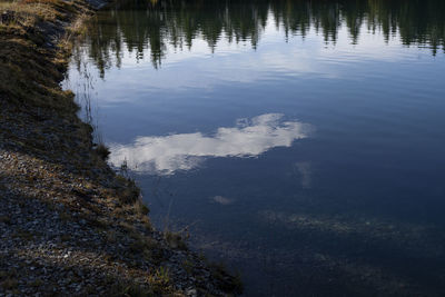 High angle view of lake against sky