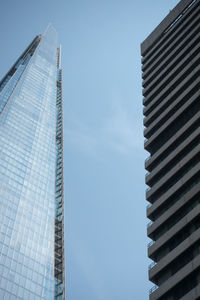 Low angle view of modern buildings against sky