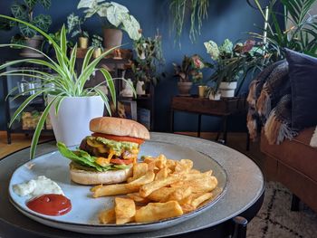 Close-up of food on table in restaurant