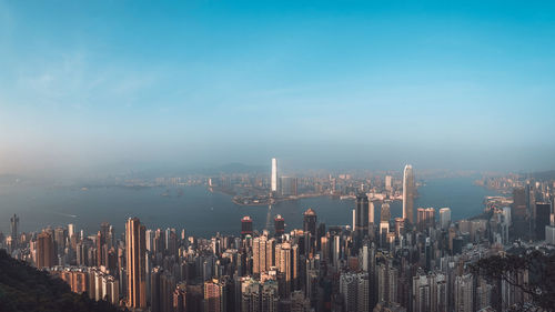 Panoramic view of a city at the waterfront