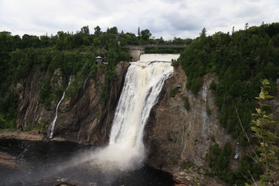 Scenic view of waterfall in forest