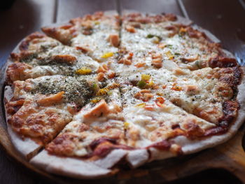 Close-up of pizza on table