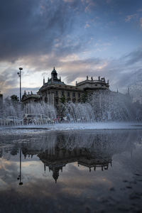 Reflection of building in water