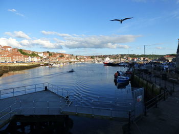 View of buildings in water