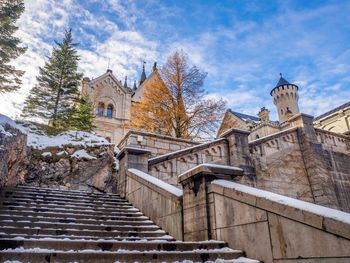 Low angle view of steps against sky