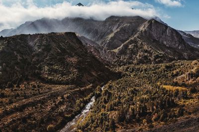 Scenic view of mountains against sky