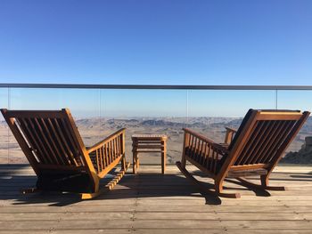 Rocking chairs on balcony