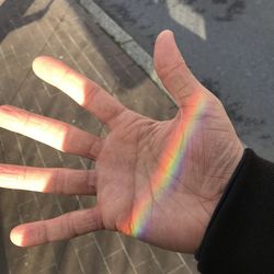 High angle view of human hand