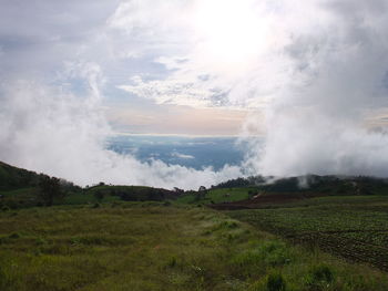 Scenic view of land against sky