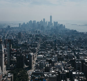 High angle view of buildings in city