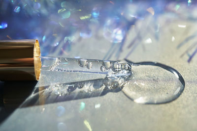 Close-up of water drops on glass