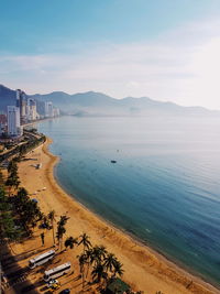 High angle view of beach against sky