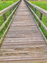 Close-up of wooden footbridge