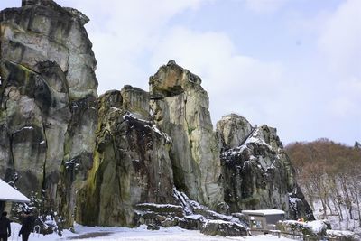 Low angle view of rock formations