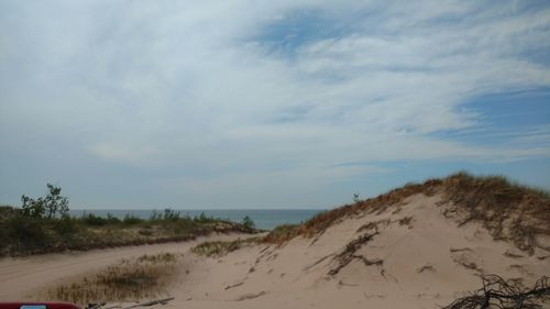 Scenic view of beach against sky