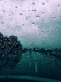 Close-up of wet window in rainy season