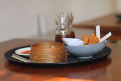 Close-up of food on table