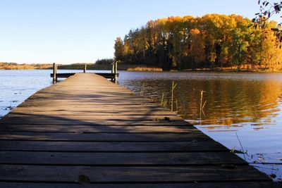 Wooden pier on lake