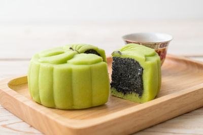 Close-up of sushi on cutting board