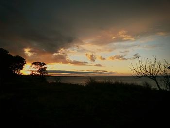 Scenic view of sea at sunset