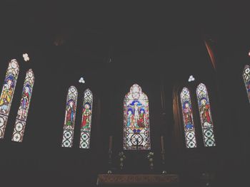 Low angle view of window in temple