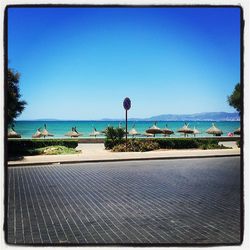 Scenic view of sea against clear sky