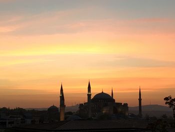 View of cityscape at sunset