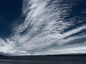 Scenic view of sea against cloudy sky