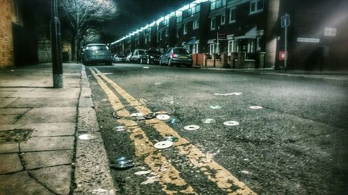 Cars on road at night