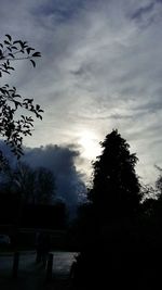 View of trees against cloudy sky