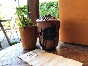 Close-up of potted plant on table