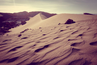 Sand dune in desert against sky