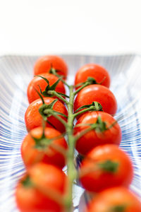 Close-up of tomatoes in plate on table