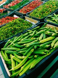 High angle view of vegetables in market