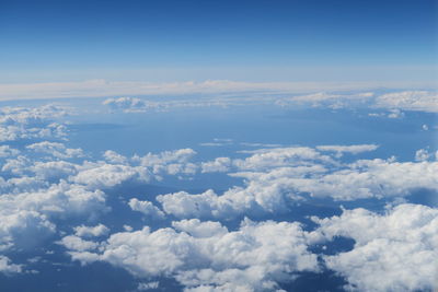 Aerial view of clouds against blue sky