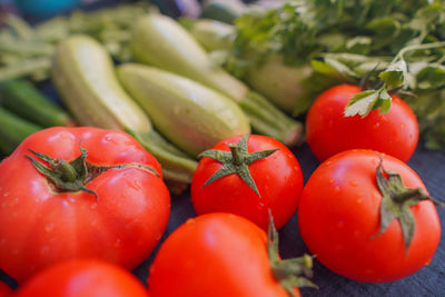 Close-up of tomatoes for sale in market