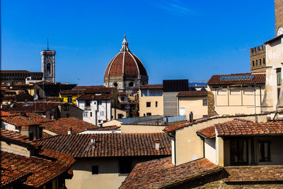 View of town against clear sky