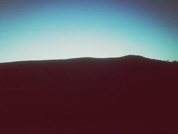 Scenic view of silhouette landscape against clear blue sky