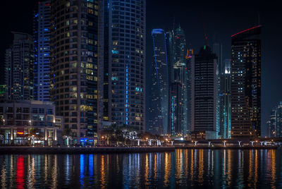 Illuminated city at night