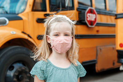Portrait of girl in car