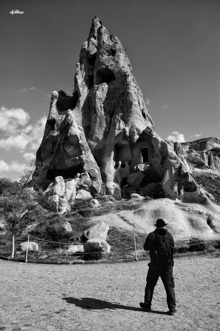 real people, sky, leisure activity, nature, people, lifestyles, men, day, standing, rock, rock - object, solid, photography themes, full length, rock formation, photographing, activity, rear view, architecture, outdoors