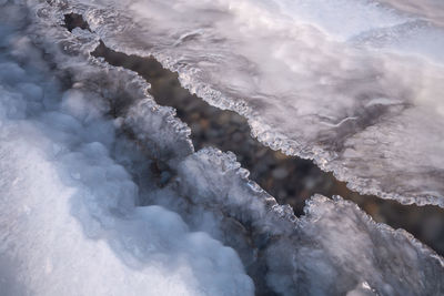 Close-up of frozen water