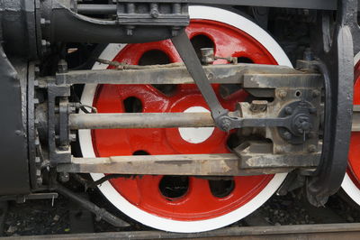 Close-up of red train