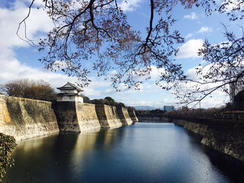 Bridge over river against sky