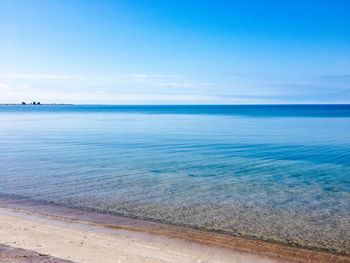 Scenic view of sea against blue sky