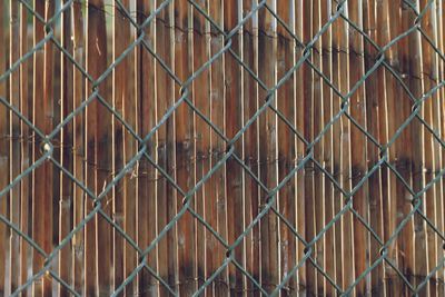 Full frame shot of fence against wall