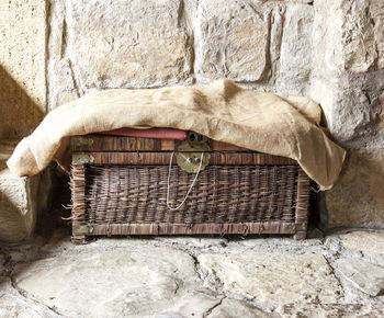 Braided antique chest and burlap