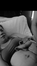 Girl sleeping on bed